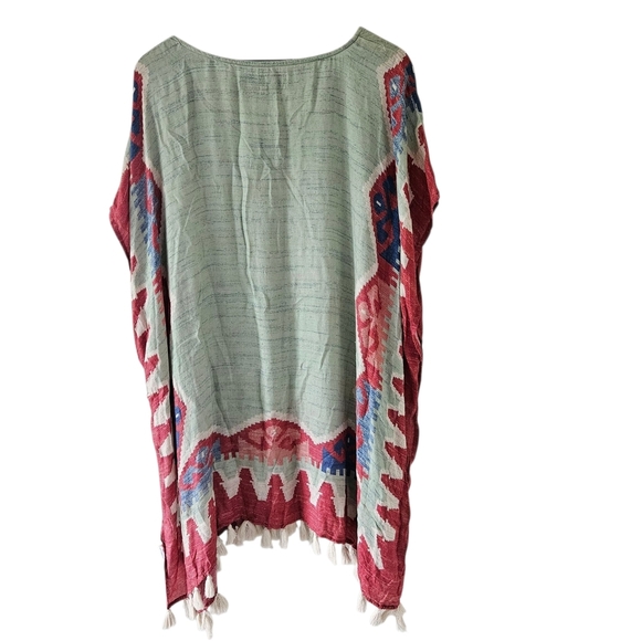 Double D Ranch Green Aztec Print Love The World Away Poncho Size L/XL - Picture 3 of 15